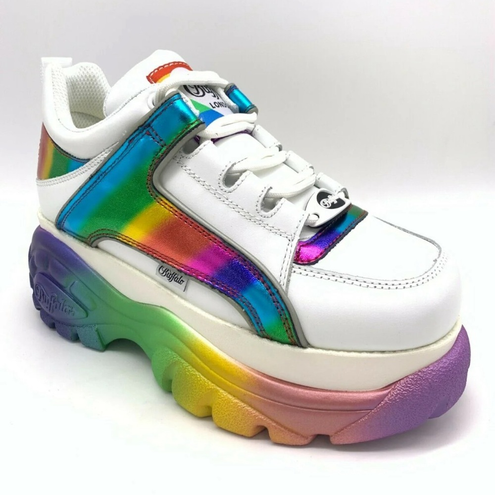 New, out of box. Buffalo London Platform Rainbow Rave Shoe